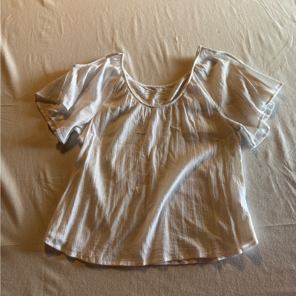 Cato Size Large White Women's Top ruffled sleeves - Picture 1 of 7